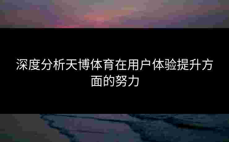 深度分析天博体育在用户体验提升方面的努力 深度分析天博体育在用户体验提升方面的努力