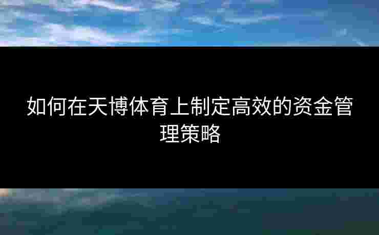 如何在天博体育上制定高效的资金管理策略